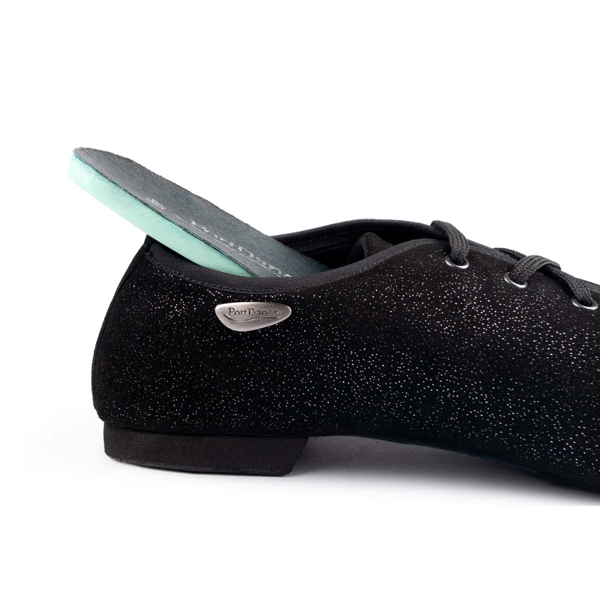 Portdance PD804B Dames Dansschoenen - Zwart/Wit Leer, 5 Cm Flare Hak, Small Normale Breedte - Comfortabel & Elegant, Made In Portugal